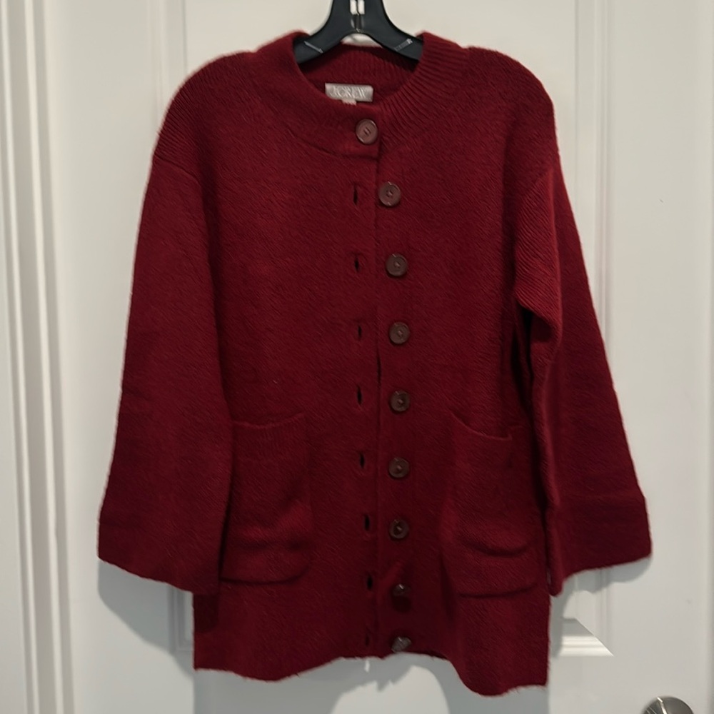J.Crew Burgundy Relaxed Milano Stich Cardigan, XXS